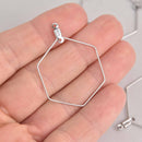 10 Silver Hexagon Charms, Stainless Steel Wire, 1-5/8", chs7298