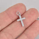 Silver Cross Charm, Micro Pave Charm, 17mm, chs7311