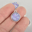 10 Purple Faux Druzy Charms, PURPLE AB SPARKLE Resin Druzy 18x15mm, chs7374