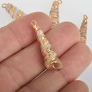 3 Natural Sea Shell Charms with gold plating and gold bail, about 1" to 1 1/4" long, chs7496