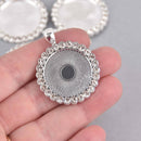 2 Crystal Bezel Charms, silver, fits 25mm round cabochons, chs7544