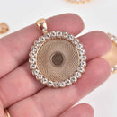 2 Crystal Bezel Charms, gold, fits 25mm round cabochons, chs7545