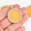 2 Crystal Bezel Charms, Yellow, fits 25mm round cabochons, chs7592