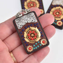 Thai Buddha Lotus Flower Charm, Sandalwood, Rectangle Pendant, 2.25" long, chs7598