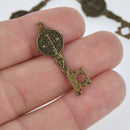 10 Bronze Key Charms Religious Medal Relic, Patron Saint charms, 33x12mm, chs7646