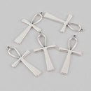 4 Silver ANKH CROSS Charms, 55mm, chs7745