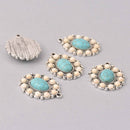 2 Faux Turquoise Charms, Oval, Silver Metal, 33mm, chs7853