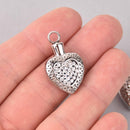 Cremation Ash Urn Charm Locket, Silver Stainless Steel with Crystals, 30mm x 18mm chs7856