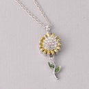 Cremation Ash Urn Charm Locket, Daisy Flower, Silver Stainless Steel with Crystals, 1.75", chs7857