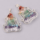 Goddess Chakra Charm, Rainbow Crystals with Silver, 1.75", chs7887