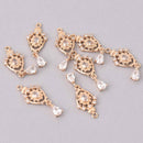 2 Crystal Drop Charms, Gold Plating, CZ Stones, chs7914
