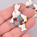 1 Rabbit Charm, Alice in Wonderland, Gold with Enamel, 2", chs7921