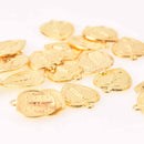 6 Saint Charms, Gold Heart, Virgin Mary Rosary, 22mm, chs7928