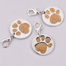 Gold Pet Tag Charm, Glitter Enamel Paw Print with Silver Plate, 25mm, chs7953
