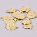 10 Light Gold Coin Relic Charm Pendants, Cross with wax seal, connector, chs7954