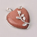 1 Goldstone Heart Charm, Stone with silver, 32mm, chs7970
