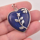 1 Lapis Lazuli Heart Charm, Stone with silver, 32mm, chs7971