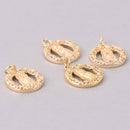 1 Gold Religious Medal Charms, Micro Pave CZ Cubic Zirconia, 15mm, chs7995