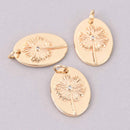 1 Gold Dandelion Charm, CZ crystal, chs8000