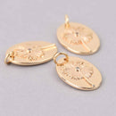 1 Gold Dandelion Charm, CZ crystal, chs8000
