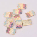 1 Gold Micro Pave Charm, Rainbow Chevron, CZ Connector Link, 1" long, chs8008