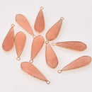1 Pink Jade Gemstone Charm, Gold Teardrop Charm, 1.5" chs8125