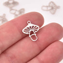 2 Silver Mushroom Charms Stainless Steel Cut Out, chs8146