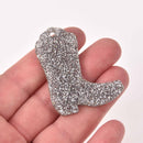 Drill Team Boot Laser Cut Charm, Silver Glitter Acrylic Shape, 2" x 1.5", chs8166