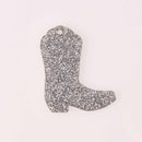 Drill Team Boot Laser Cut Charm, Silver Glitter Acrylic Shape, 2" x 1.5", chs8166