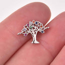Silver Tree Charm Connector, Rainbow Micro Pave Charm, chs8220