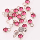 Pink Drop Charms 6mm Silver and Rhinestone Crystal Dot Charms chs8231