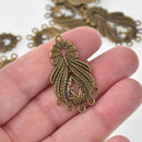 6 Bronze Filigree Charms, 39mm long, chs8240