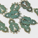 6 Bronze Patina Filigree Charms, 39mm long, chs8241