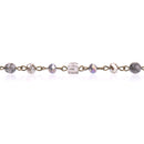 3 feet (1 yard) Gemstone Crystal Rosary Chain, Grey Picture Jasper, Crystal Cube and Rondelle Beads, bronze, 6mm fch0724a