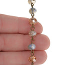 3 feet (1 yard) Crystal Rondelle Rosary Chain, golden shadow and opal crystals, bronze wire, 8mm faceted rondelle glass beads, fch0727a