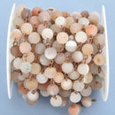 1 yard CHAMPAGNE DRUZY Quartz Rosary Chain, COPPER, 8mm Matte round gemstone beads, fch0911a