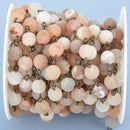 1 yard CHAMPAGNE DRUZY Quartz Rosary Chain, BRONZE, 8mm Matte round gemstone beads, fch0919a