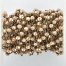 13 feet CARAMEL BROWN TAUPE Crystal Rondelle Rosary Chain, bronze, 4mm faceted glass beads fch1006b