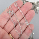 1 yard SILVER Chain Plated Filigree LEAF Charm Chain fch1050a