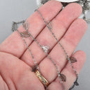 10 yards GUNMETAL Chain Black Plated Filigree LEAF Charm Chain fch1051b