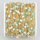 1 yard GOLD 22k Plated AMAZONITE Satellite Chain 3mm Gemstone Cable Chain, Bead Chain, fch1065a