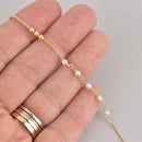 1 yard 3mm Bead Chain, Gold and White Glass Pearls, fch1195a