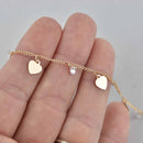 1 yard Brass Heart Chain, Light Gold Brass and CZ Sequin Chain, Heart Charms and Cubic Zirconia, fch1262a