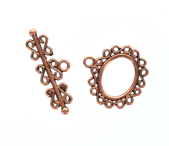 Copper Metal Fancy Toggle Clasps SCROLL fcl0063
