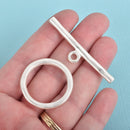 2 Sets Matte Silver Toggle Clasps, large hammered metal silver plated, fcl0261