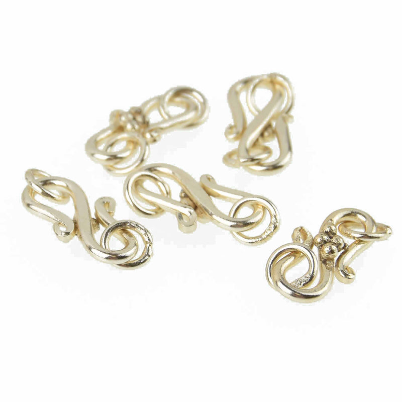 Hook Eye Clasps Hammered Light Gold, fcl0487