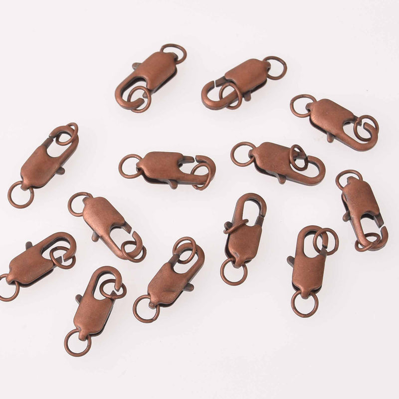 10 Antiqued COPPER Tone Lobster Clasps  14mm fcl0489