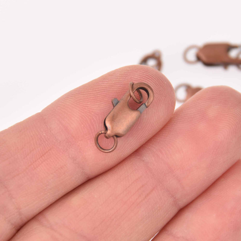 10 Antiqued COPPER Tone Lobster Clasps  14mm fcl0489