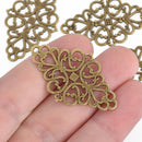 10 Bronze Filigree Connector Charm Pendants, 42mm long, fil0076