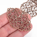 4 Copper Filigree Connector Charm Pendants, 2-1/4" long, fil0091